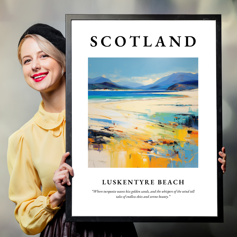 Person holding a poster of Luskentyre Beach