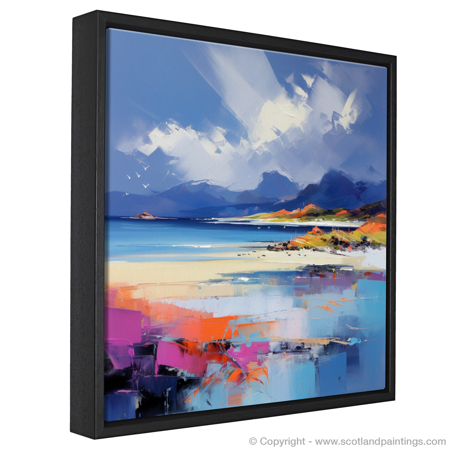 Painting and Art Print of Camusdarach Beach, Arisaig entitled "Wild Rhythms of Camusdarach Beach - An Expressionist Ode to Scotland's Untamed Shores".