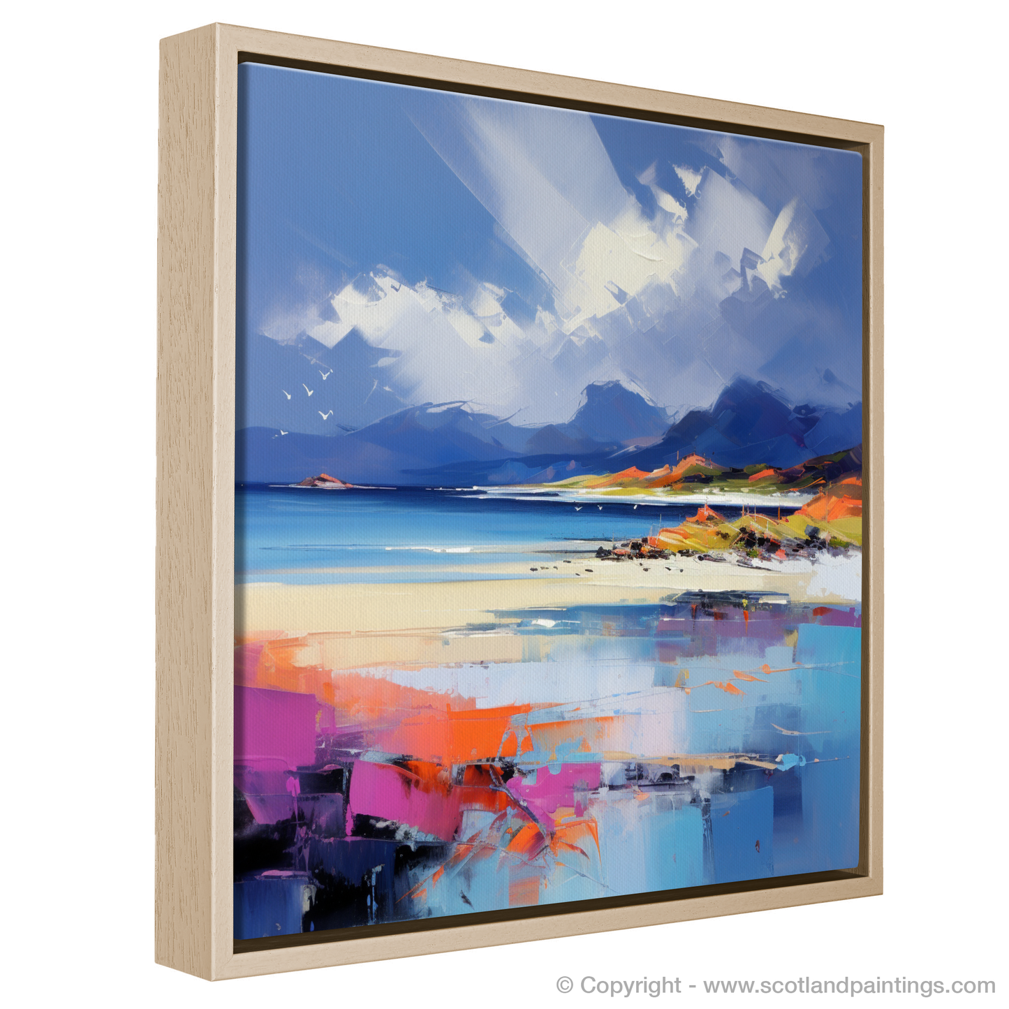 Painting and Art Print of Camusdarach Beach, Arisaig entitled "Wild Rhythms of Camusdarach Beach - An Expressionist Ode to Scotland's Untamed Shores".