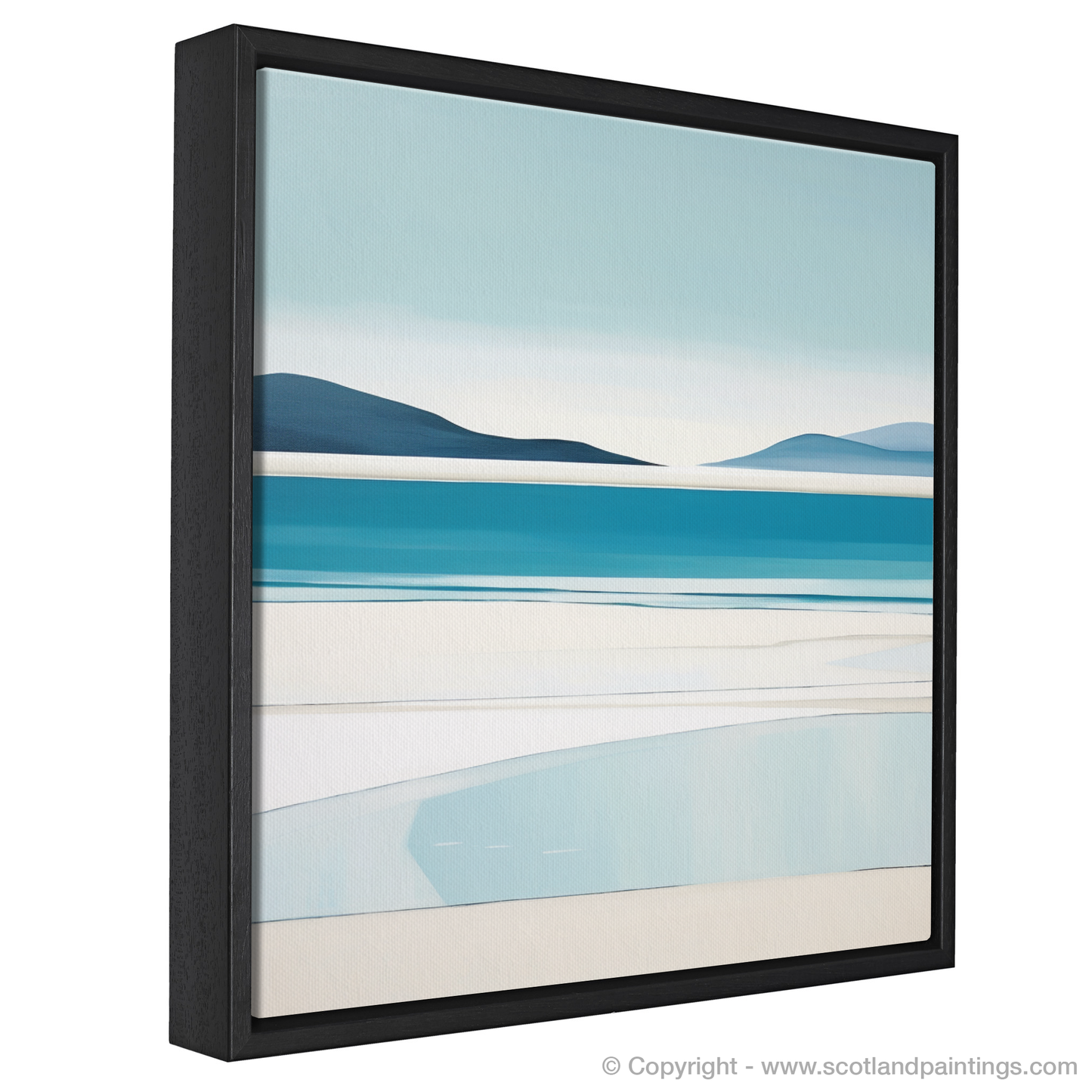 Painting and Art Print of Luskentyre Beach, Isle of Harris entitled "Serene Shores of Luskentyre: A Minimalist Ode to Scottish Beaches".