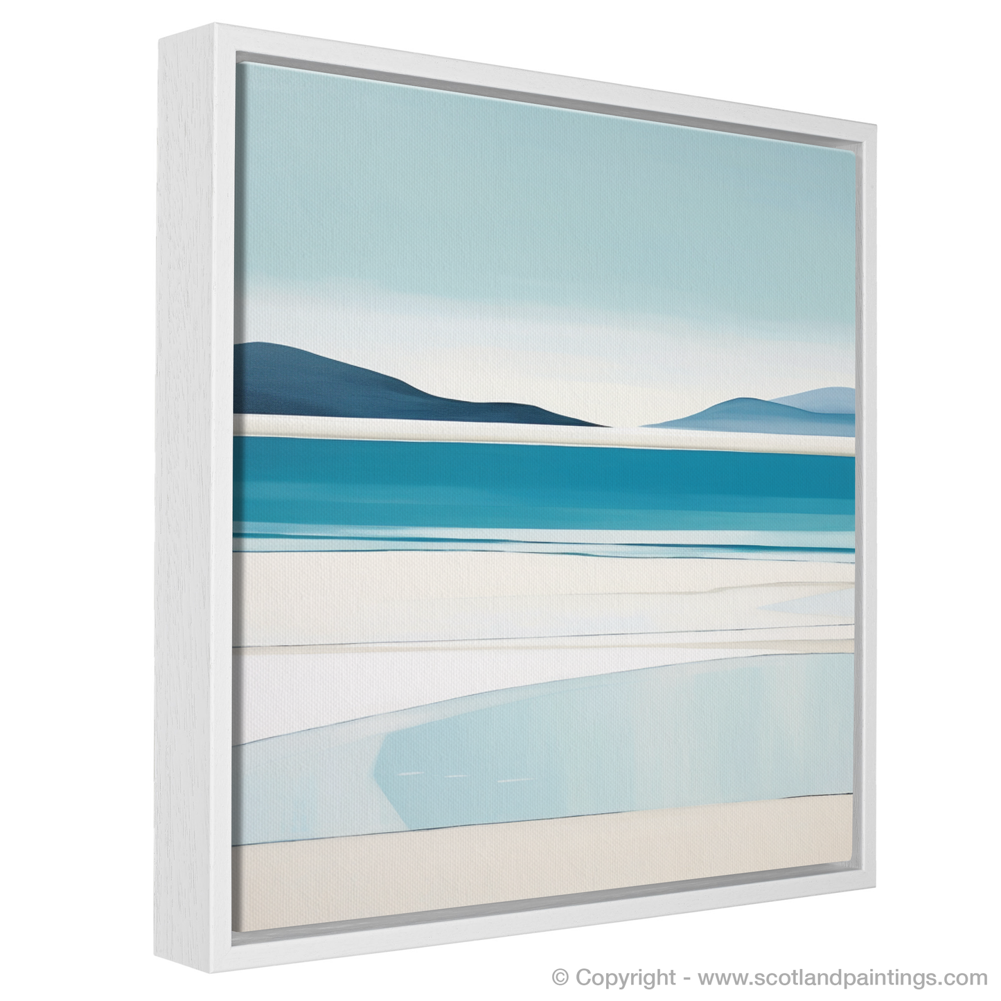 Painting and Art Print of Luskentyre Beach, Isle of Harris entitled "Serene Shores of Luskentyre: A Minimalist Ode to Scottish Beaches".