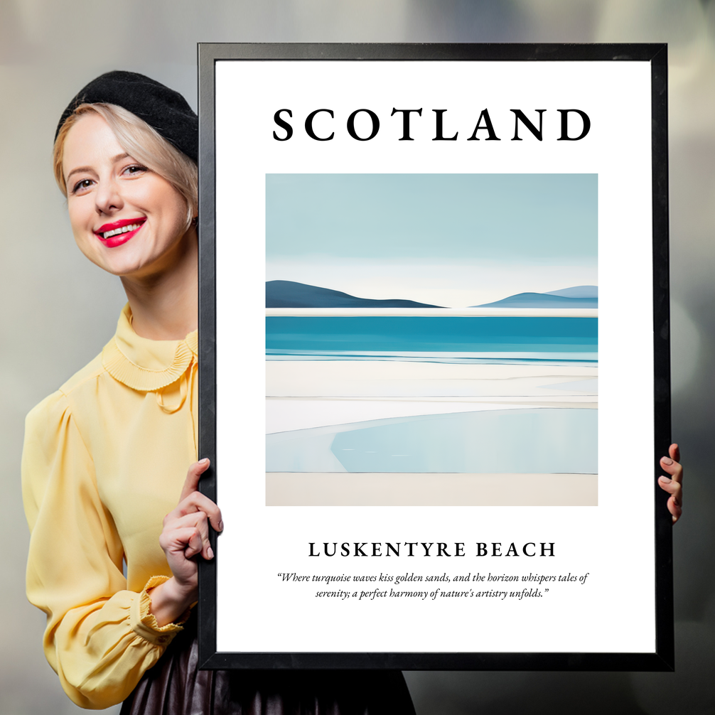 Person holding a poster of Luskentyre Beach