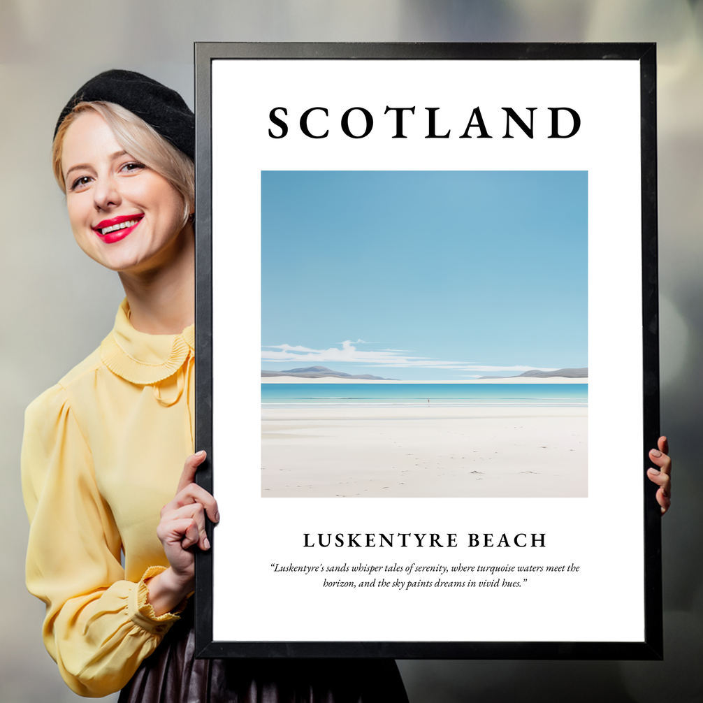 Person holding a poster of Luskentyre Beach