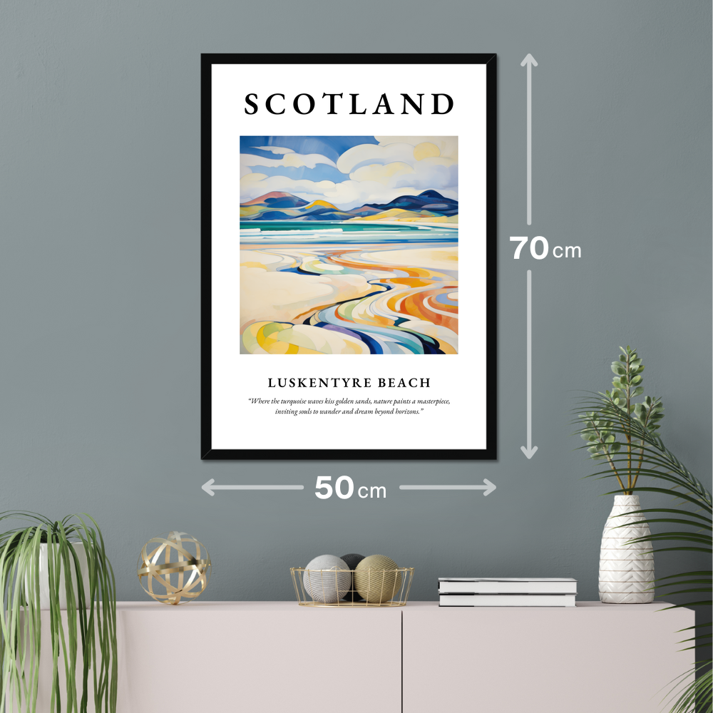 Poster of Luskentyre Beach hanging on a wall