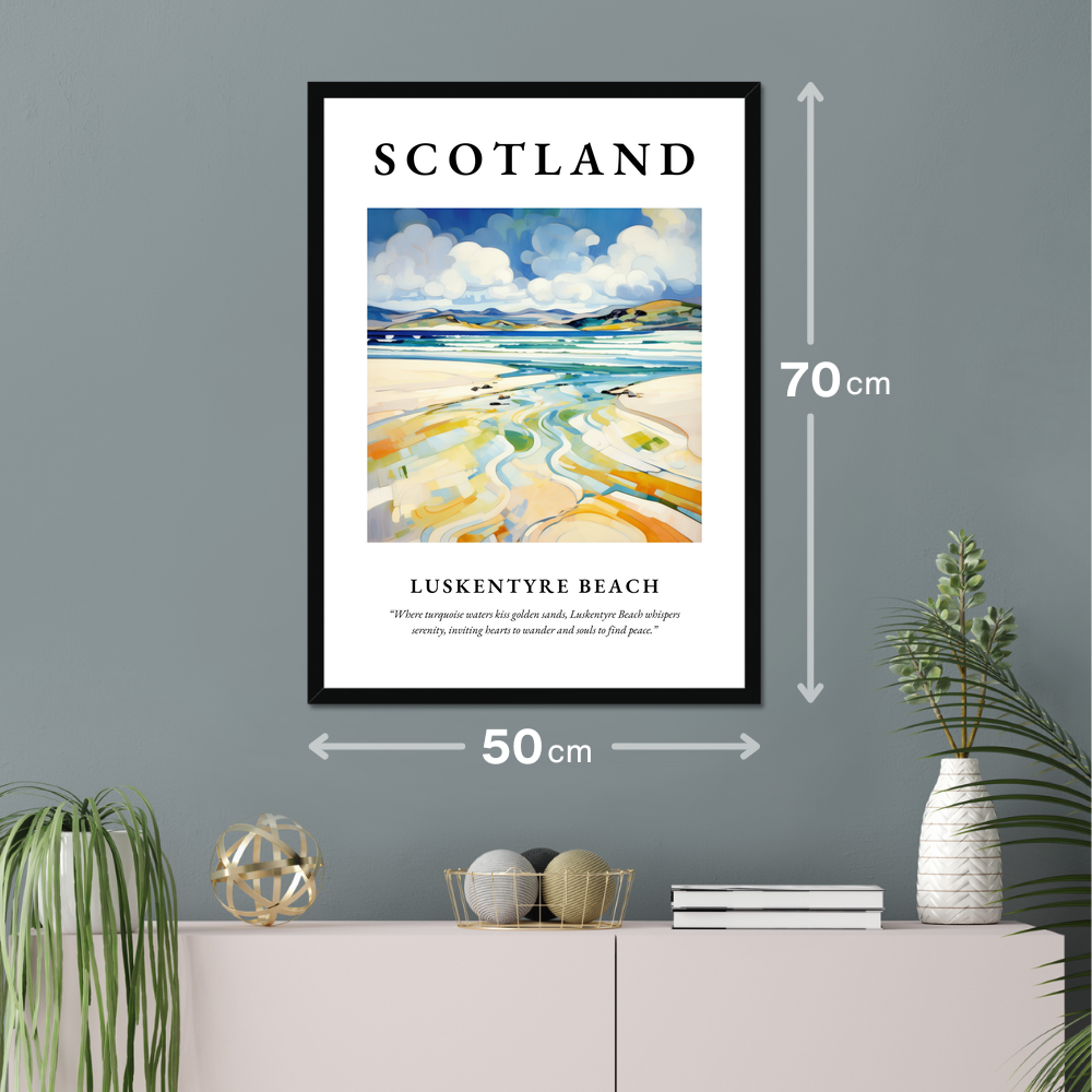 Poster of Luskentyre Beach hanging on a wall