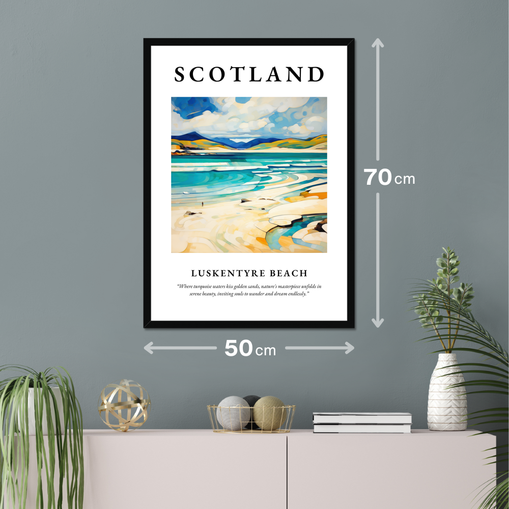 Poster of Luskentyre Beach hanging on a wall