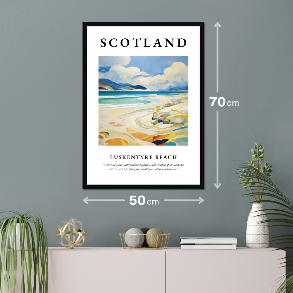 Poster of Luskentyre Beach hanging on a wall