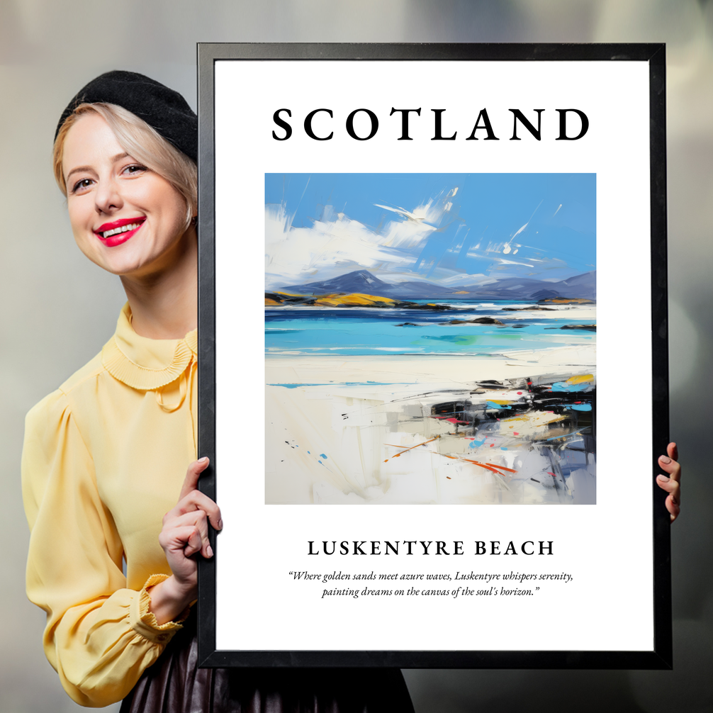 Person holding a poster of Luskentyre Beach