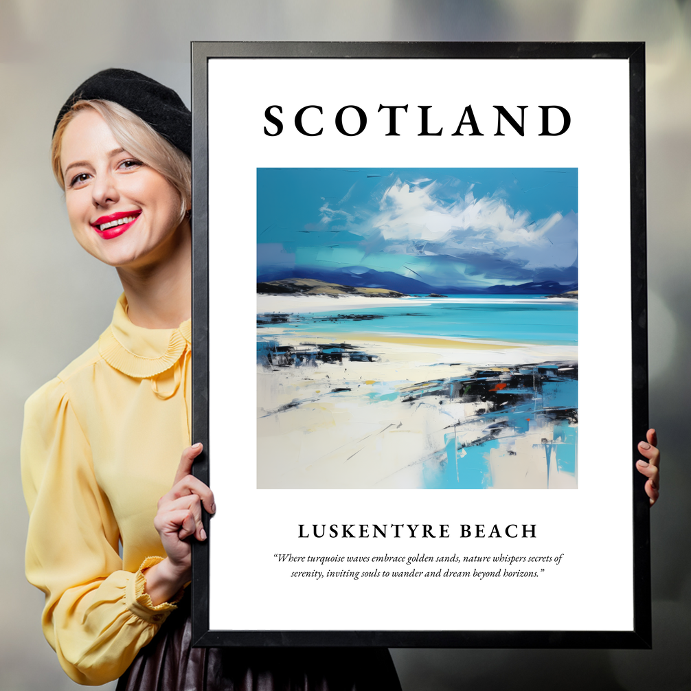 Person holding a poster of Luskentyre Beach