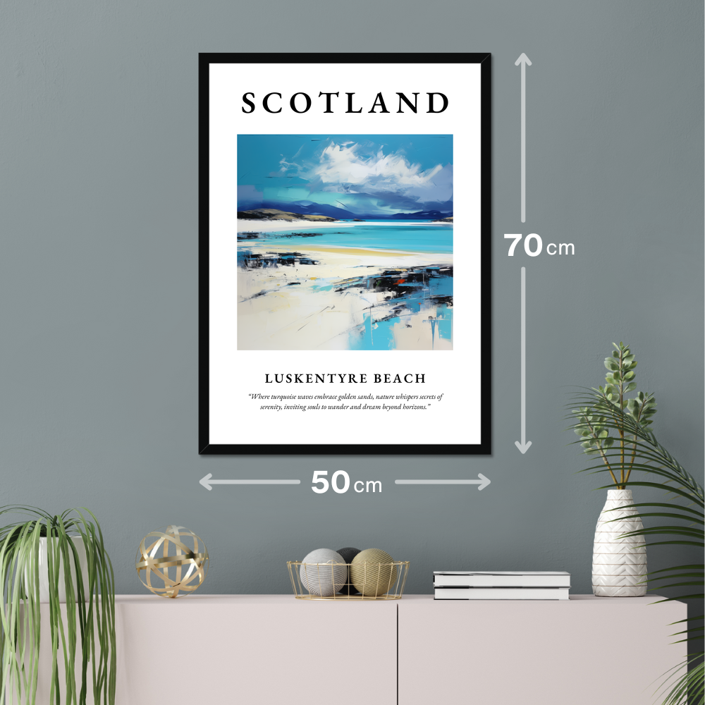 Poster of Luskentyre Beach hanging on a wall