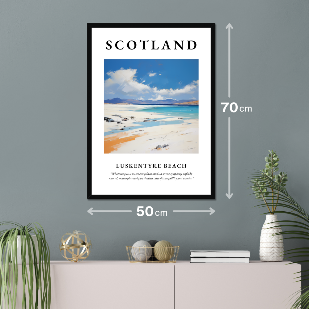 Poster of Luskentyre Beach hanging on a wall