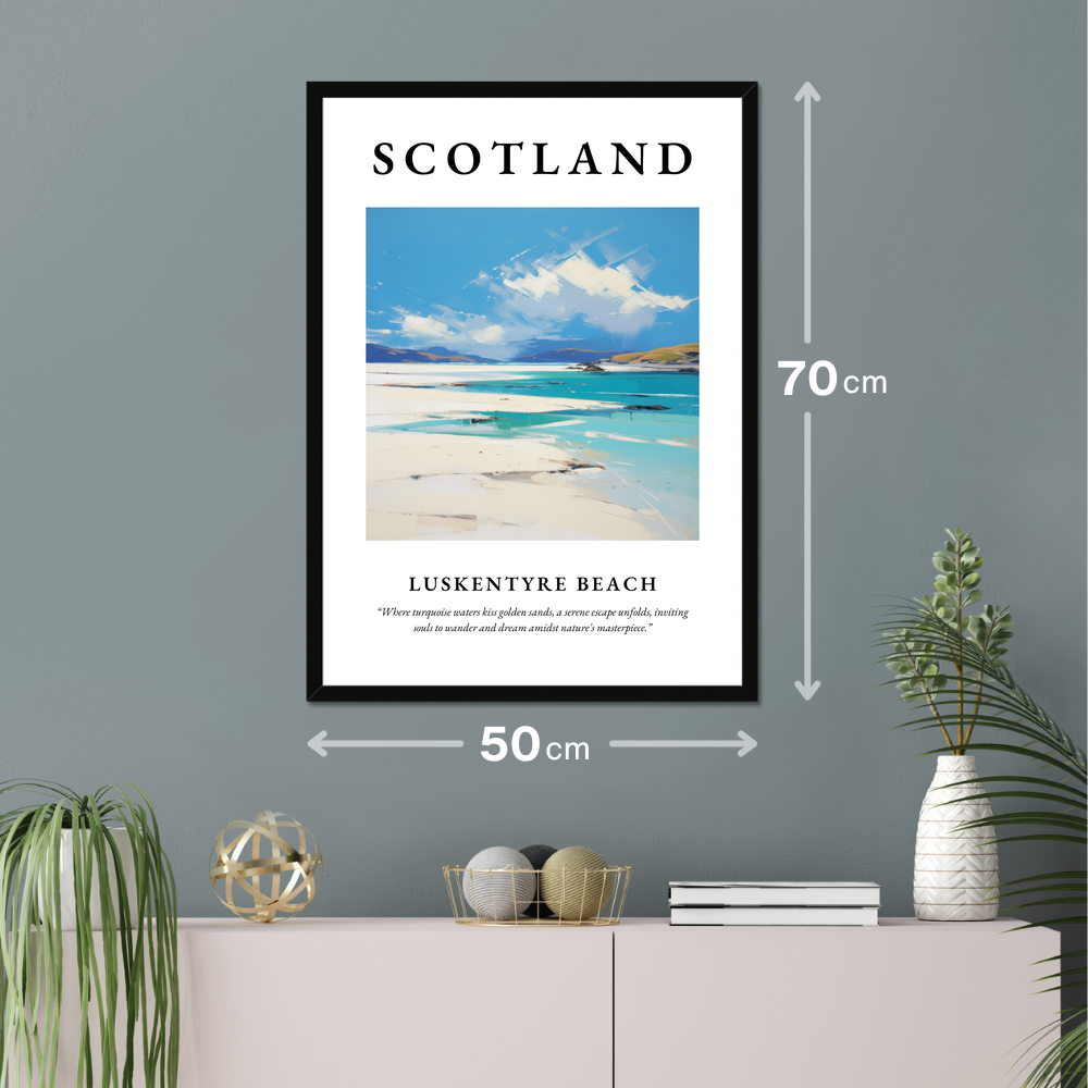 Poster of Luskentyre Beach hanging on a wall