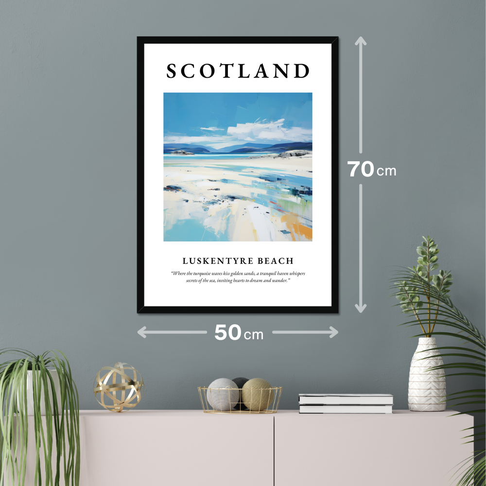 Poster of Luskentyre Beach hanging on a wall