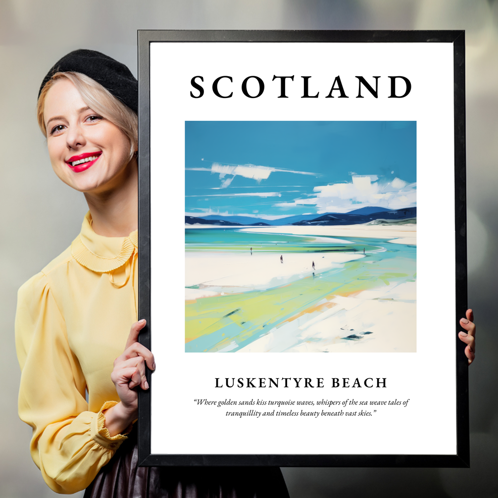 Person holding a poster of Luskentyre Beach