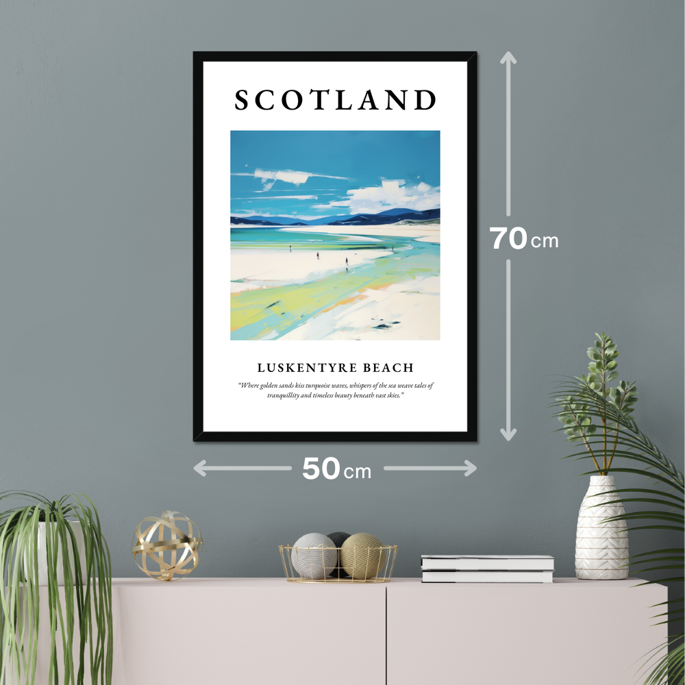 Poster of Luskentyre Beach hanging on a wall