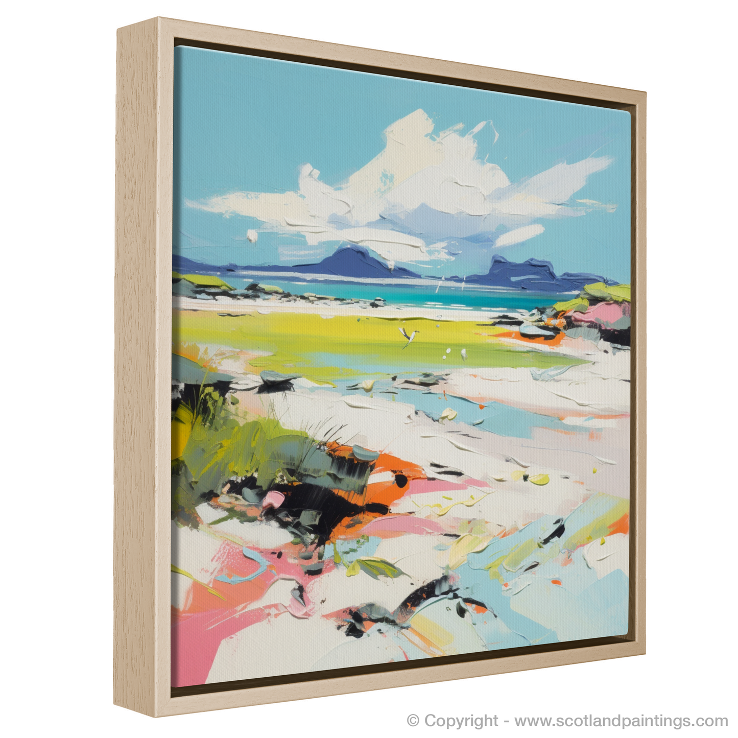 Painting and Art Print of Camusdarach Beach, Arisaig entitled "Arisaig's Coastal Reverie: Abstract Ode to Camusdarach Beach".