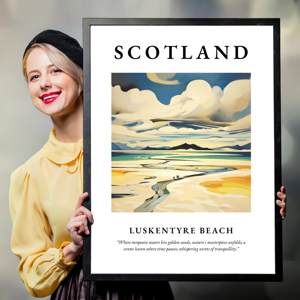 Person holding a poster of Luskentyre Beach