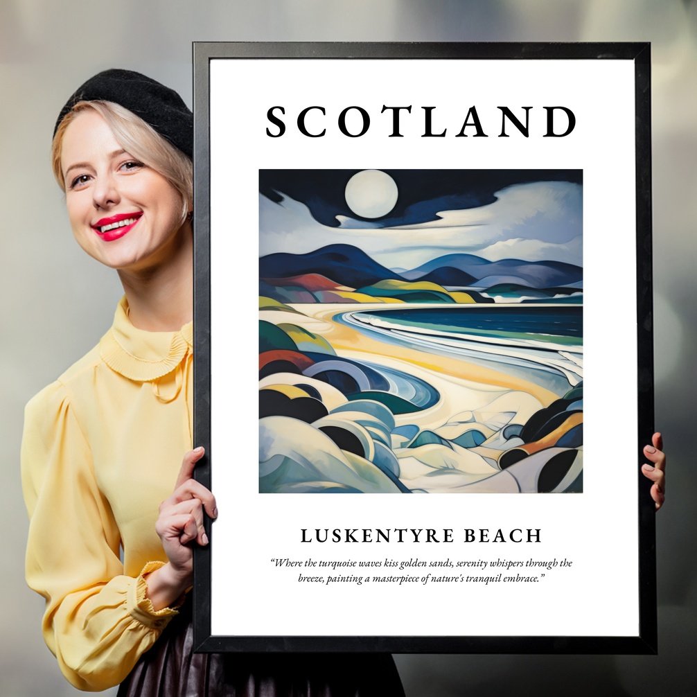 Person holding a poster of Luskentyre Beach