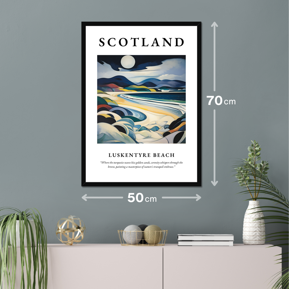 Poster of Luskentyre Beach hanging on a wall