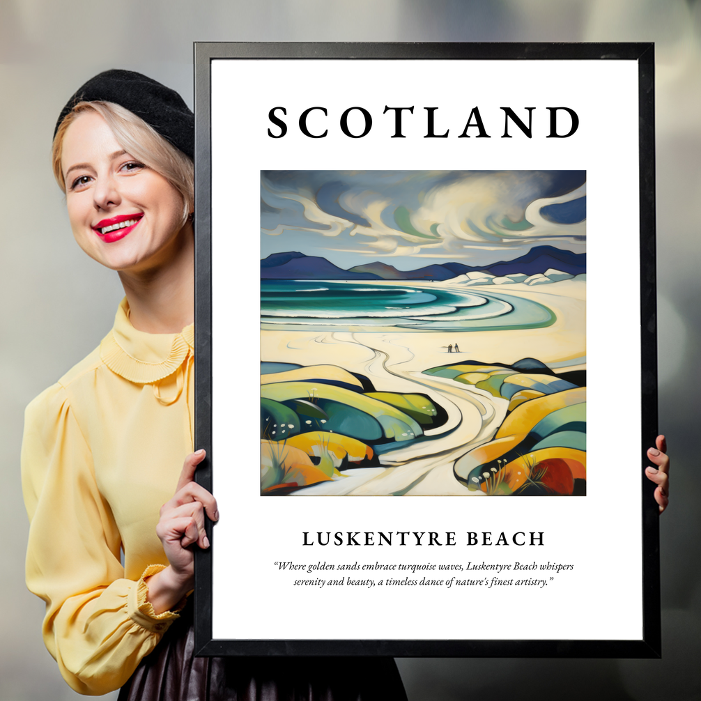 Person holding a poster of Luskentyre Beach