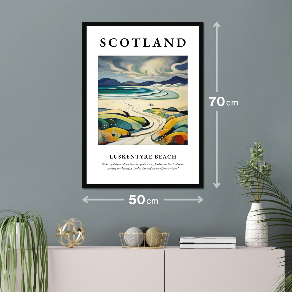 Poster of Luskentyre Beach hanging on a wall