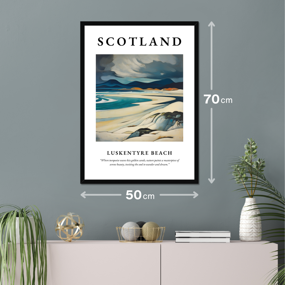 Poster of Luskentyre Beach hanging on a wall