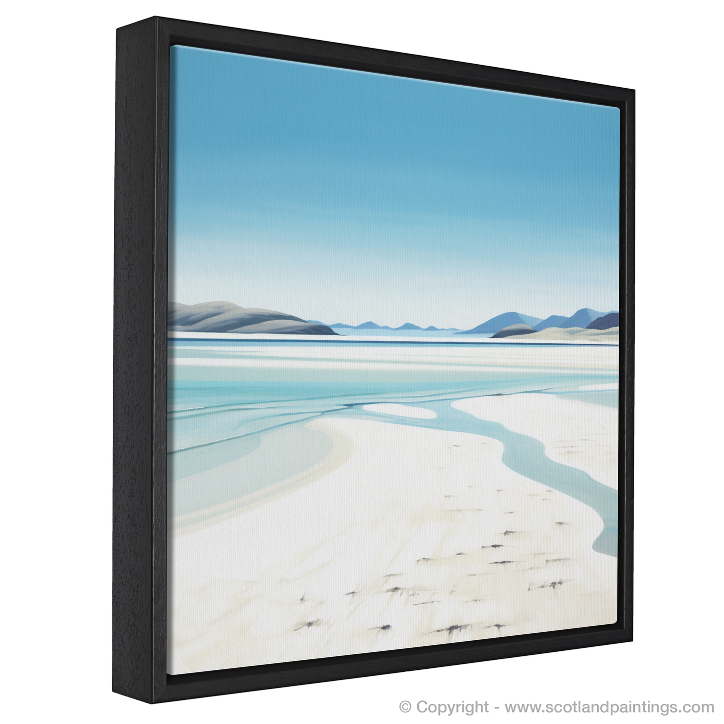 Painting and Art Print of Luskentyre Beach, Isle of Harris entitled "Serene Shores of Luskentyre: A Minimalist Masterpiece".