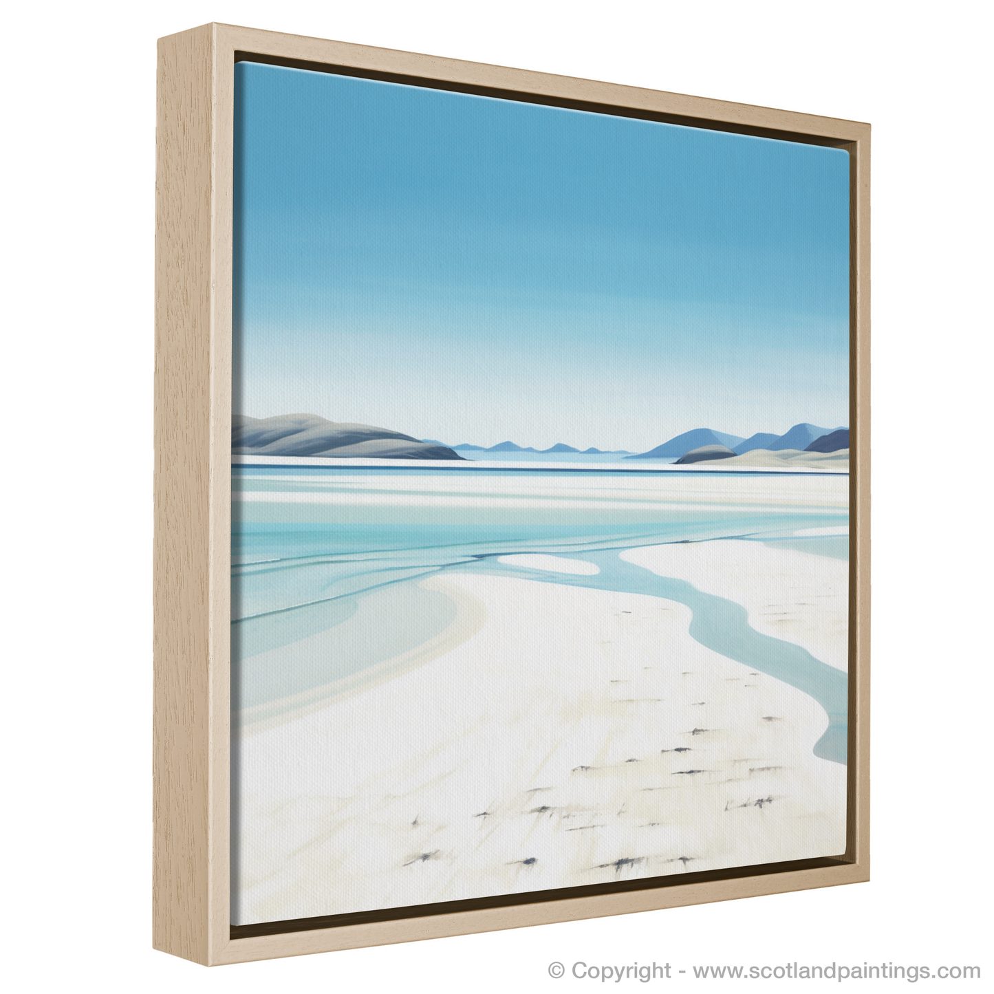 Painting and Art Print of Luskentyre Beach, Isle of Harris entitled "Serene Shores of Luskentyre: A Minimalist Masterpiece".