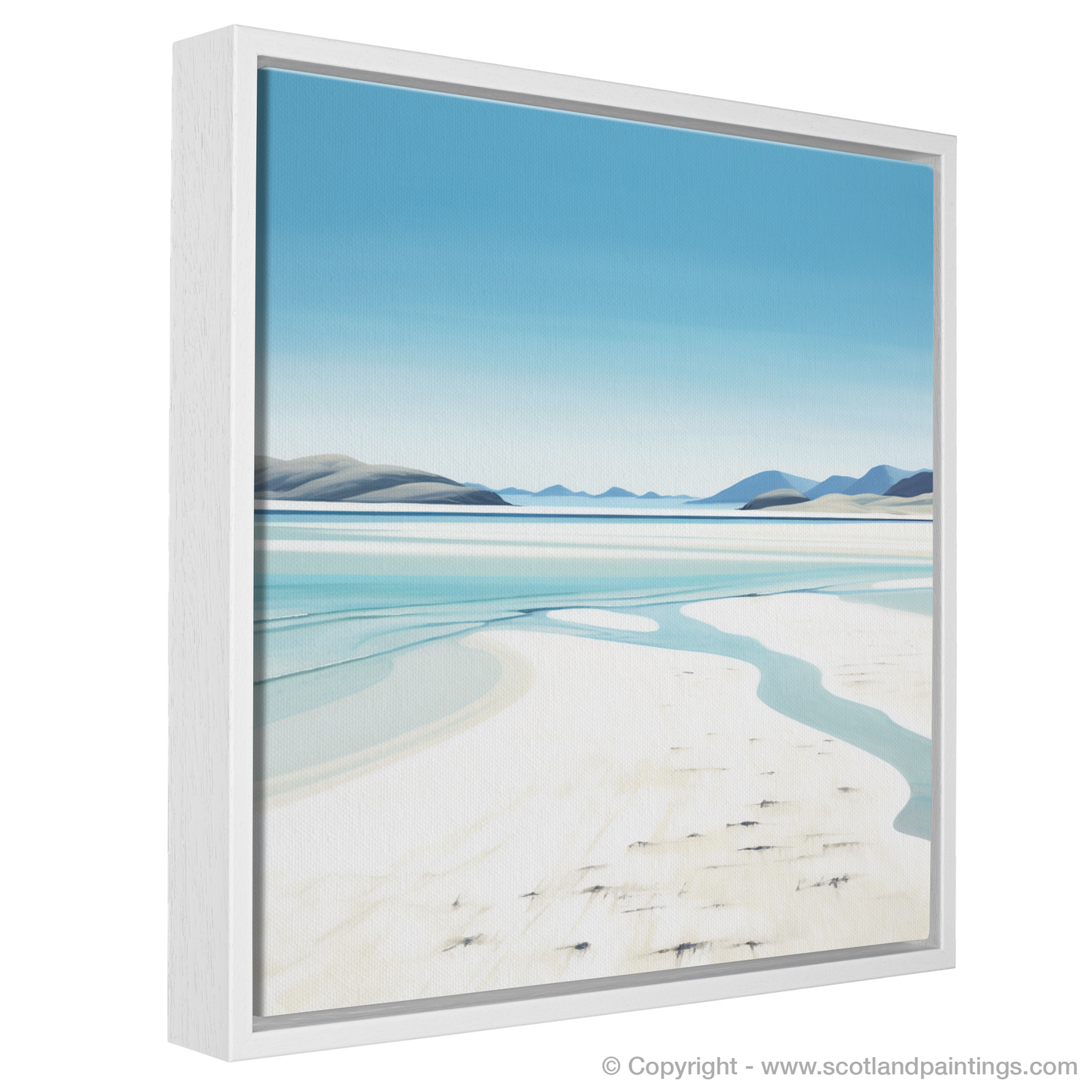 Painting and Art Print of Luskentyre Beach, Isle of Harris entitled "Serene Shores of Luskentyre: A Minimalist Masterpiece".