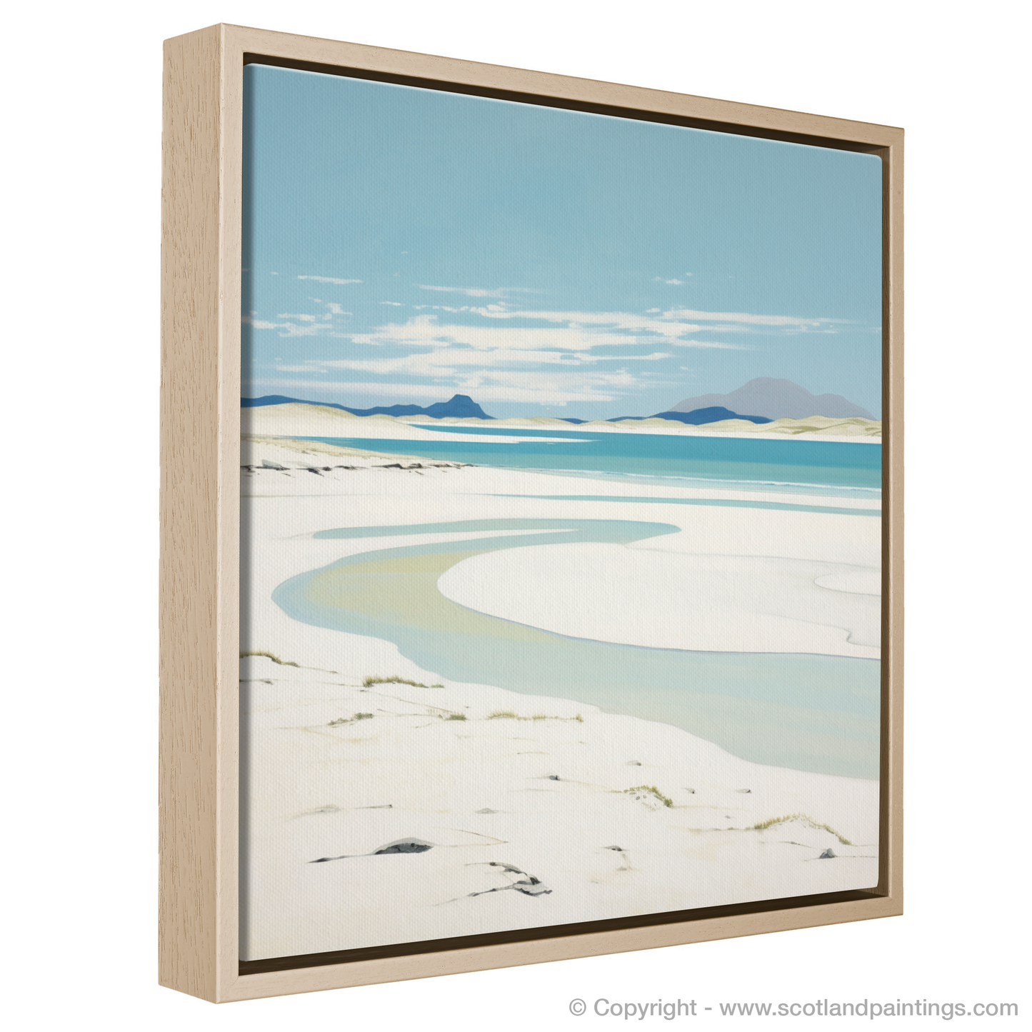 Painting and Art Print of Luskentyre Beach, Isle of Harris entitled "Luskentyre Beach Serenity: A Minimalist Ode to Scotland's Coast".