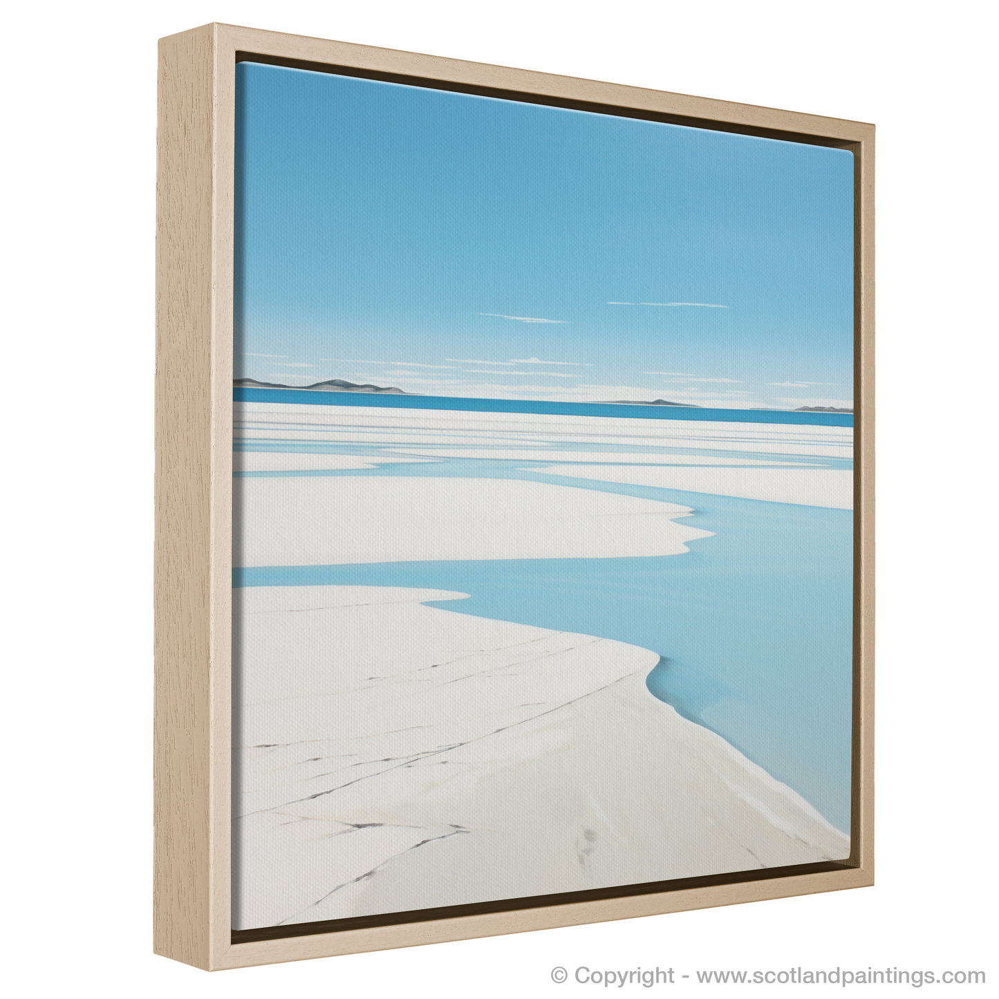 Painting and Art Print of Luskentyre Beach, Isle of Harris entitled "Serene Sands of Luskentyre: A Minimalist Ode to Scottish Shores".