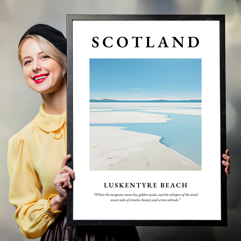 Person holding a poster of Luskentyre Beach