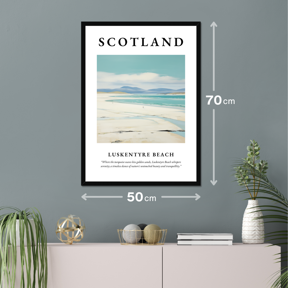 Poster of Luskentyre Beach hanging on a wall