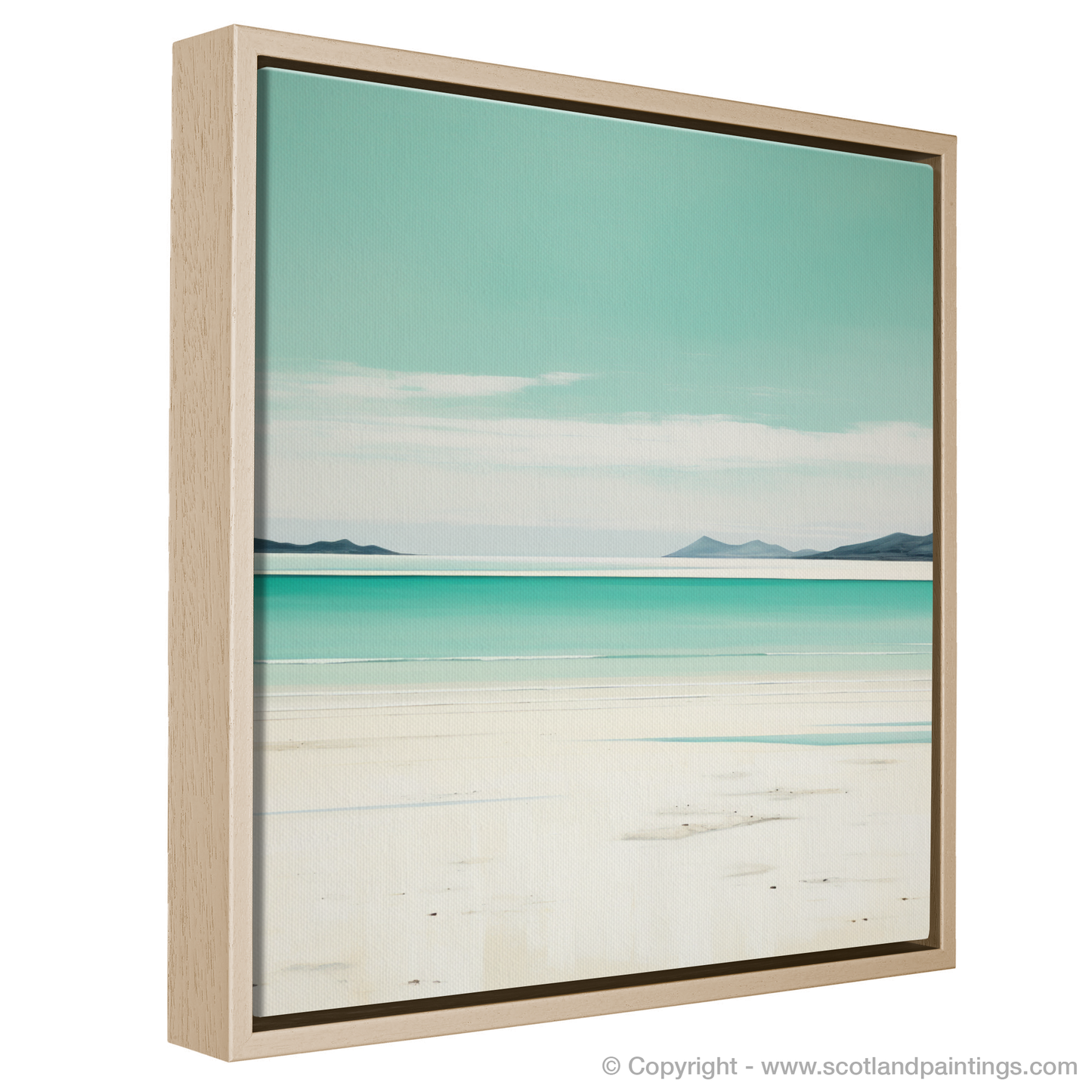 Painting and Art Print of Luskentyre Beach, Isle of Harris entitled "Serene Shores of Luskentyre: A Minimalist Tribute to the Scottish Coast".