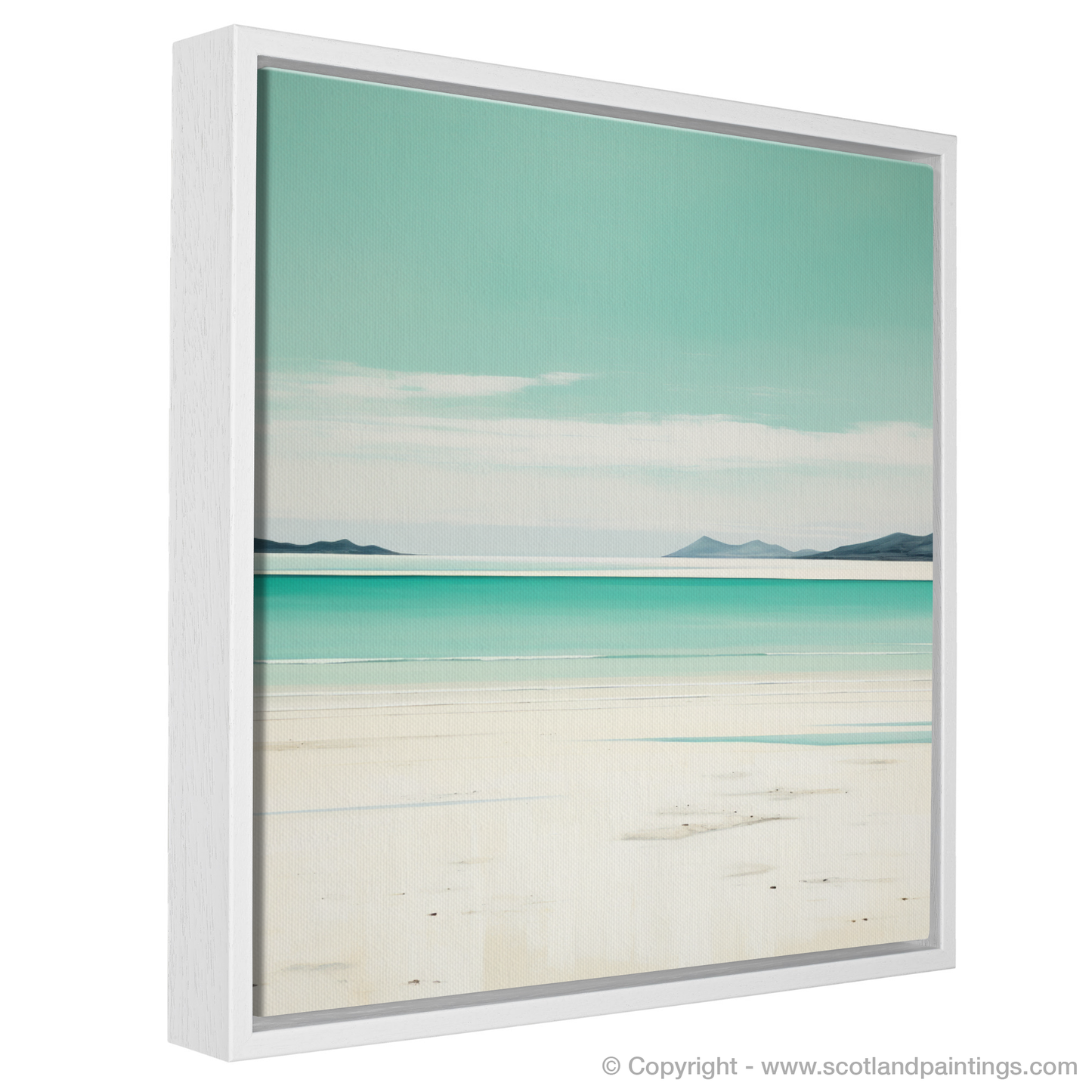 Painting and Art Print of Luskentyre Beach, Isle of Harris entitled "Serene Shores of Luskentyre: A Minimalist Tribute to the Scottish Coast".