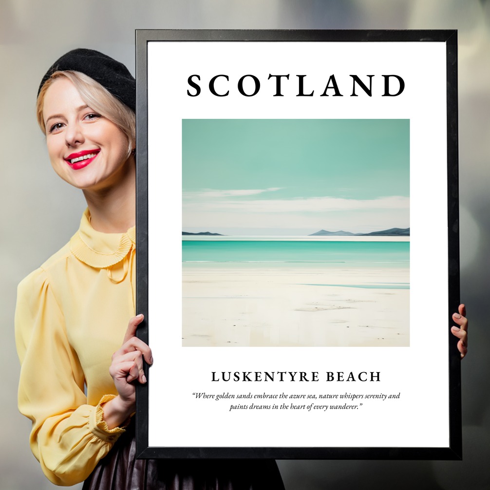 Person holding a poster of Luskentyre Beach