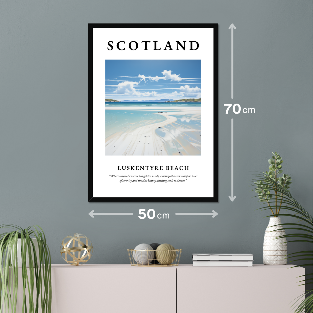 Poster of Luskentyre Beach hanging on a wall