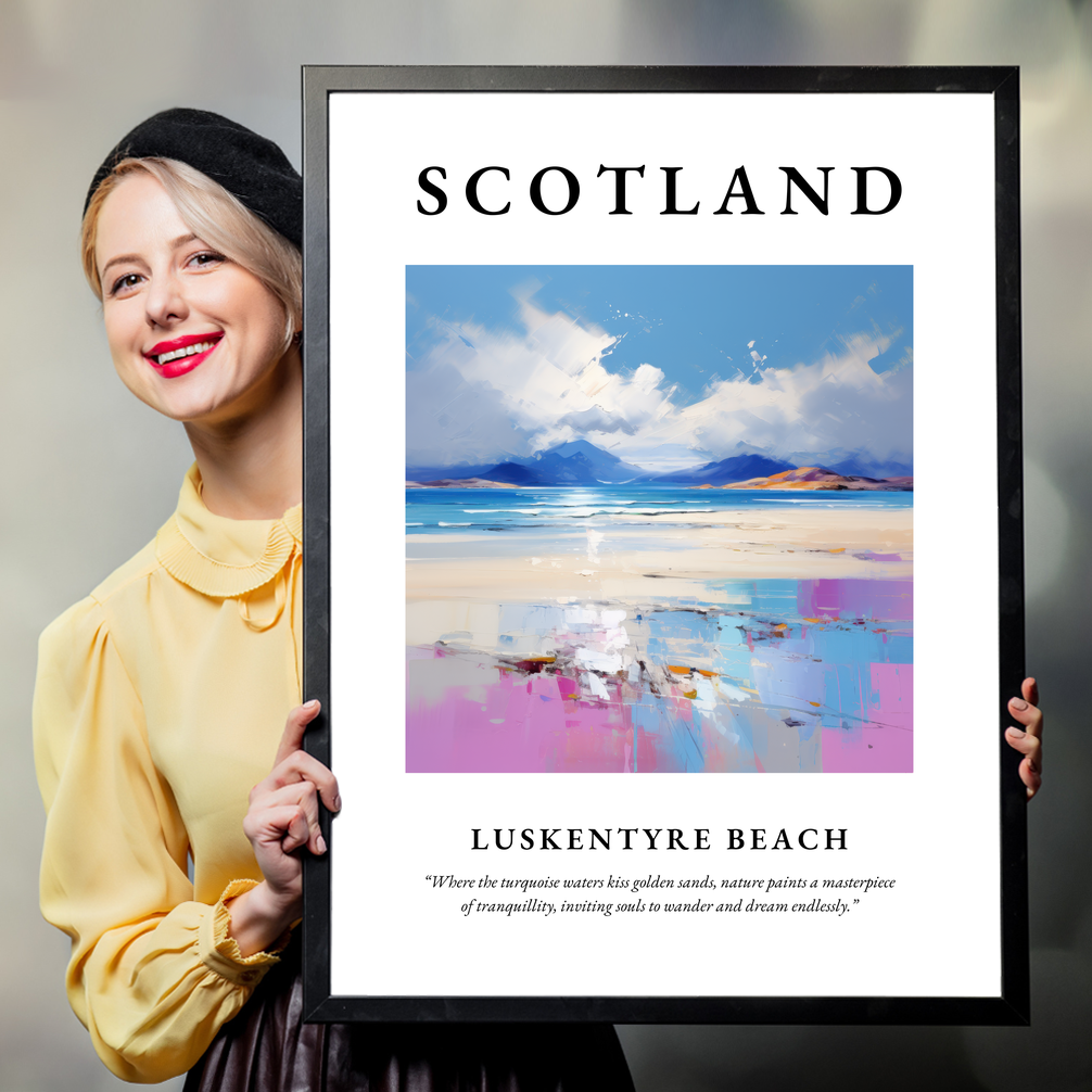 Person holding a poster of Luskentyre Beach