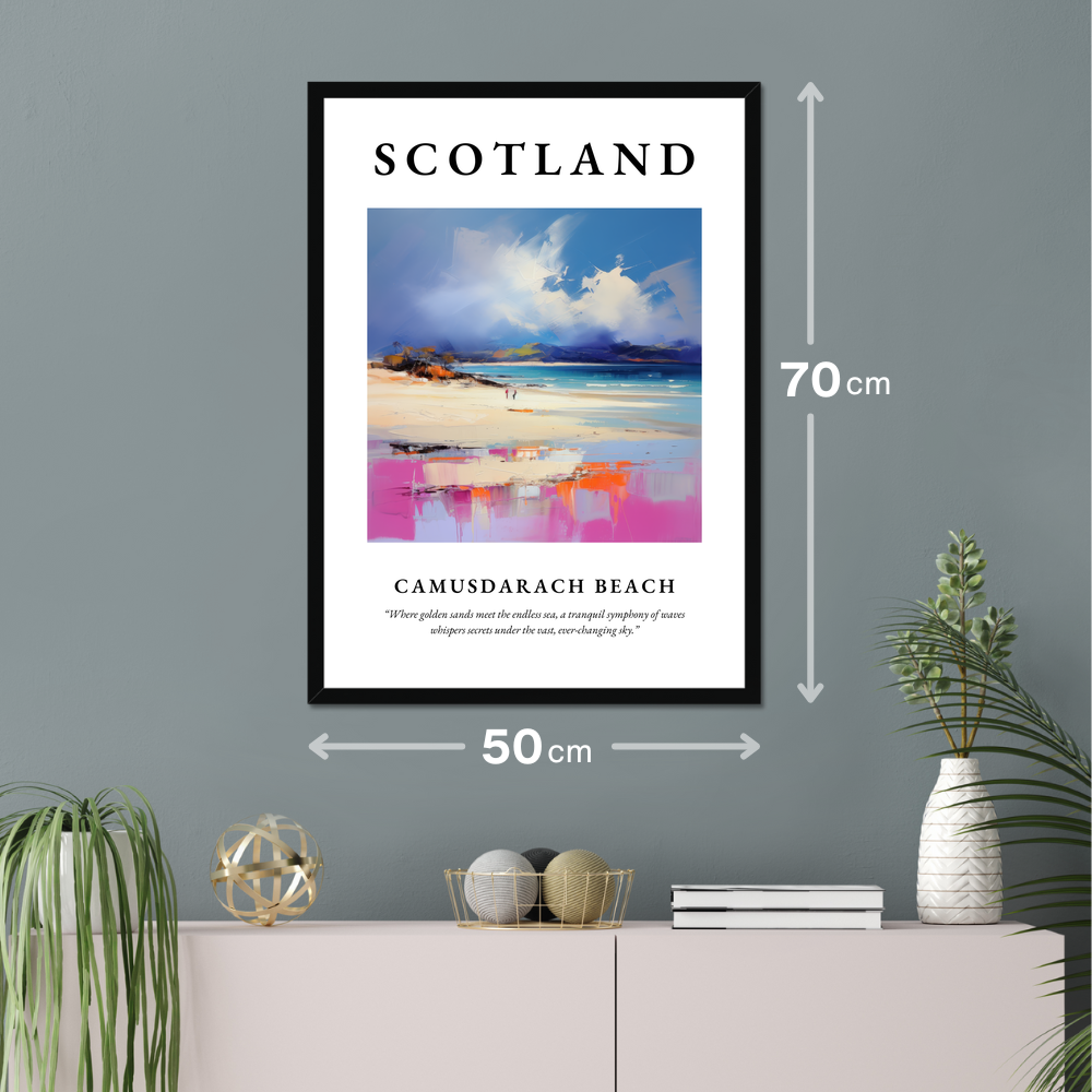 Poster of Camusdarach Beach hanging on a wall