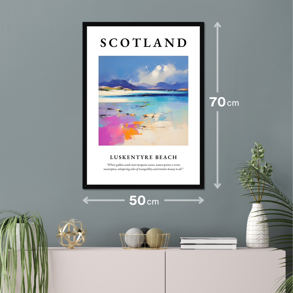 Poster of Luskentyre Beach hanging on a wall