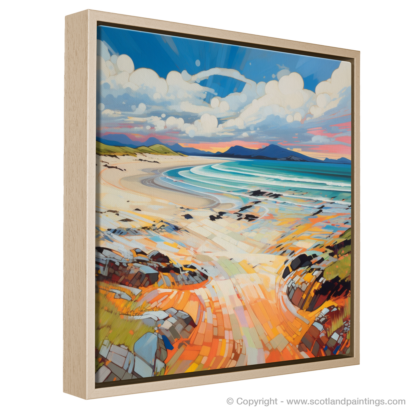 Painting and Art Print of Camusdarach Beach, Arisaig entitled "Sunset Dance on Camusdarach Beach".