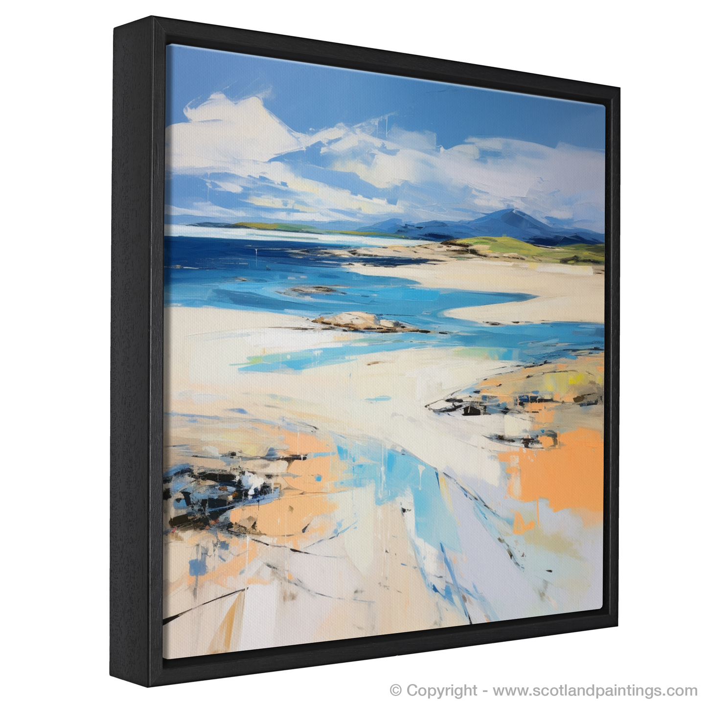 Painting and Art Print of Camusdarach Beach, Arisaig entitled "Serene Shores of Camusdarach Beach: An Abstract Impressionist Interpretation".