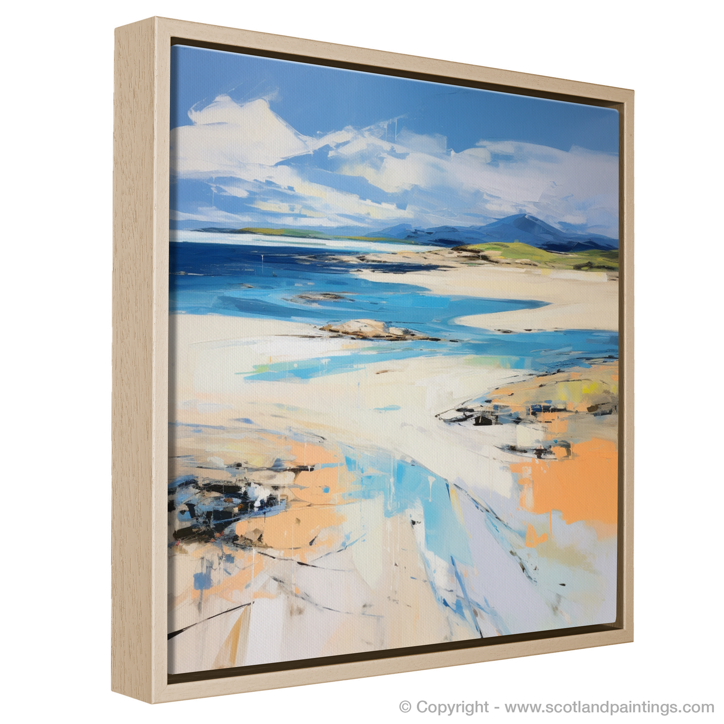 Painting and Art Print of Camusdarach Beach, Arisaig entitled "Serene Shores of Camusdarach Beach: An Abstract Impressionist Interpretation".