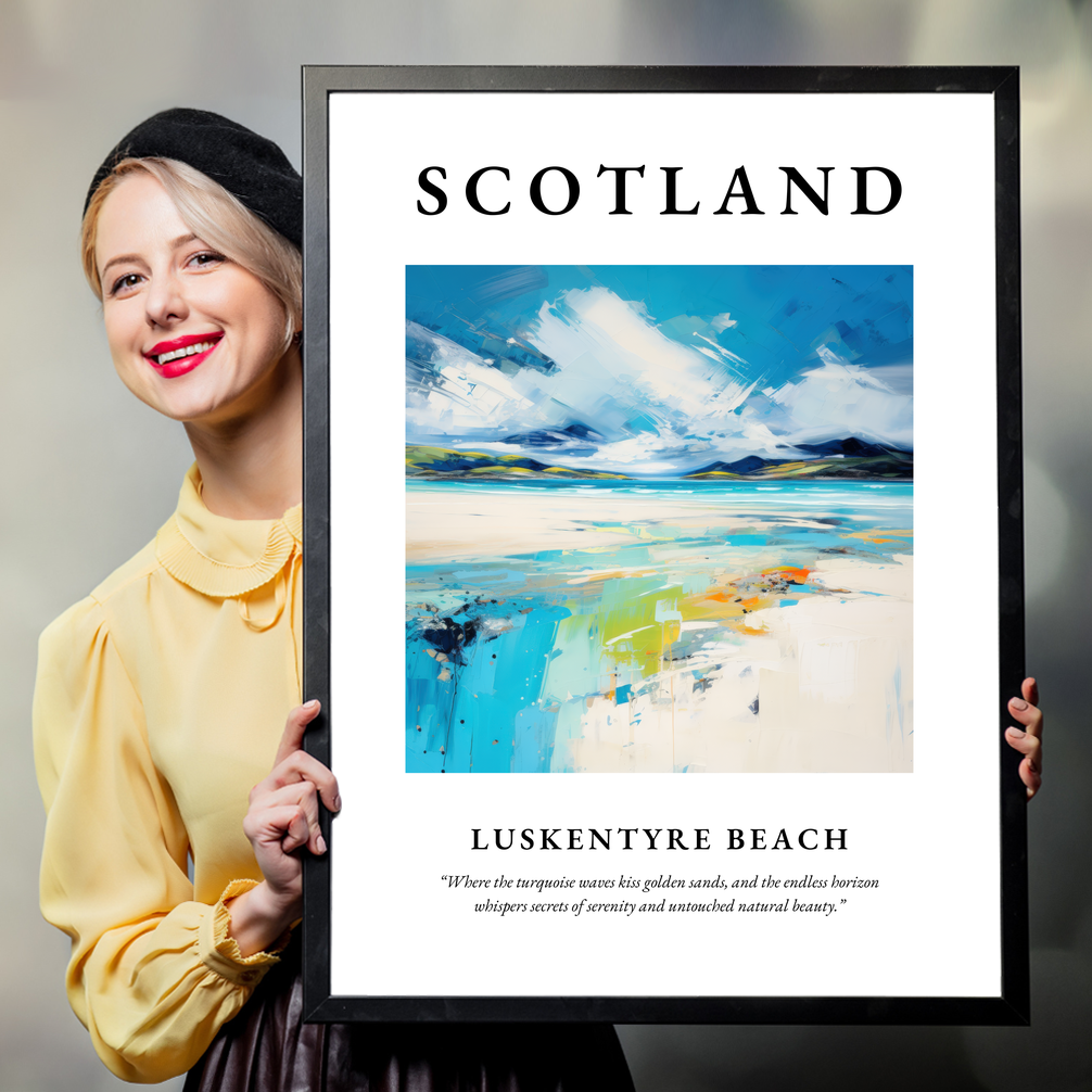 Person holding a poster of Luskentyre Beach