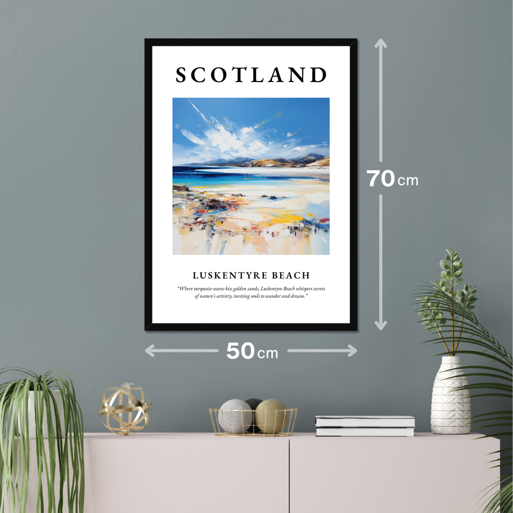 Poster of Luskentyre Beach hanging on a wall