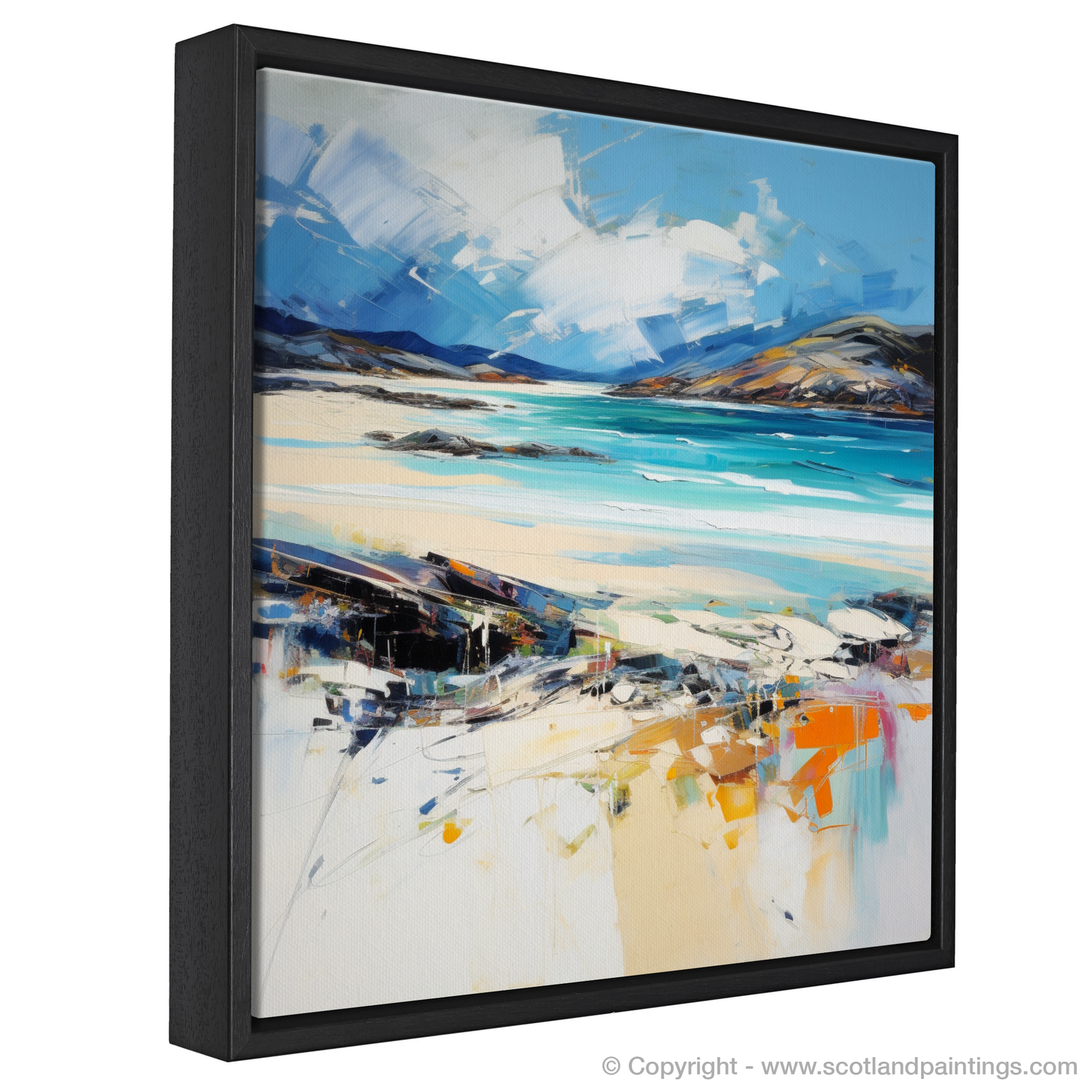 Painting and Art Print of Luskentyre Beach, Isle of Harris entitled "Luskentyre Beach Whispers: An Expressionist Ode to Scottish Shores".