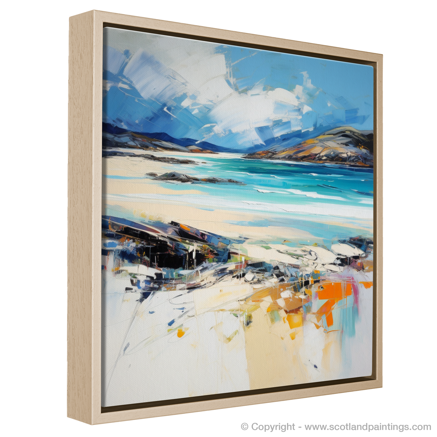 Painting and Art Print of Luskentyre Beach, Isle of Harris entitled "Luskentyre Beach Whispers: An Expressionist Ode to Scottish Shores".