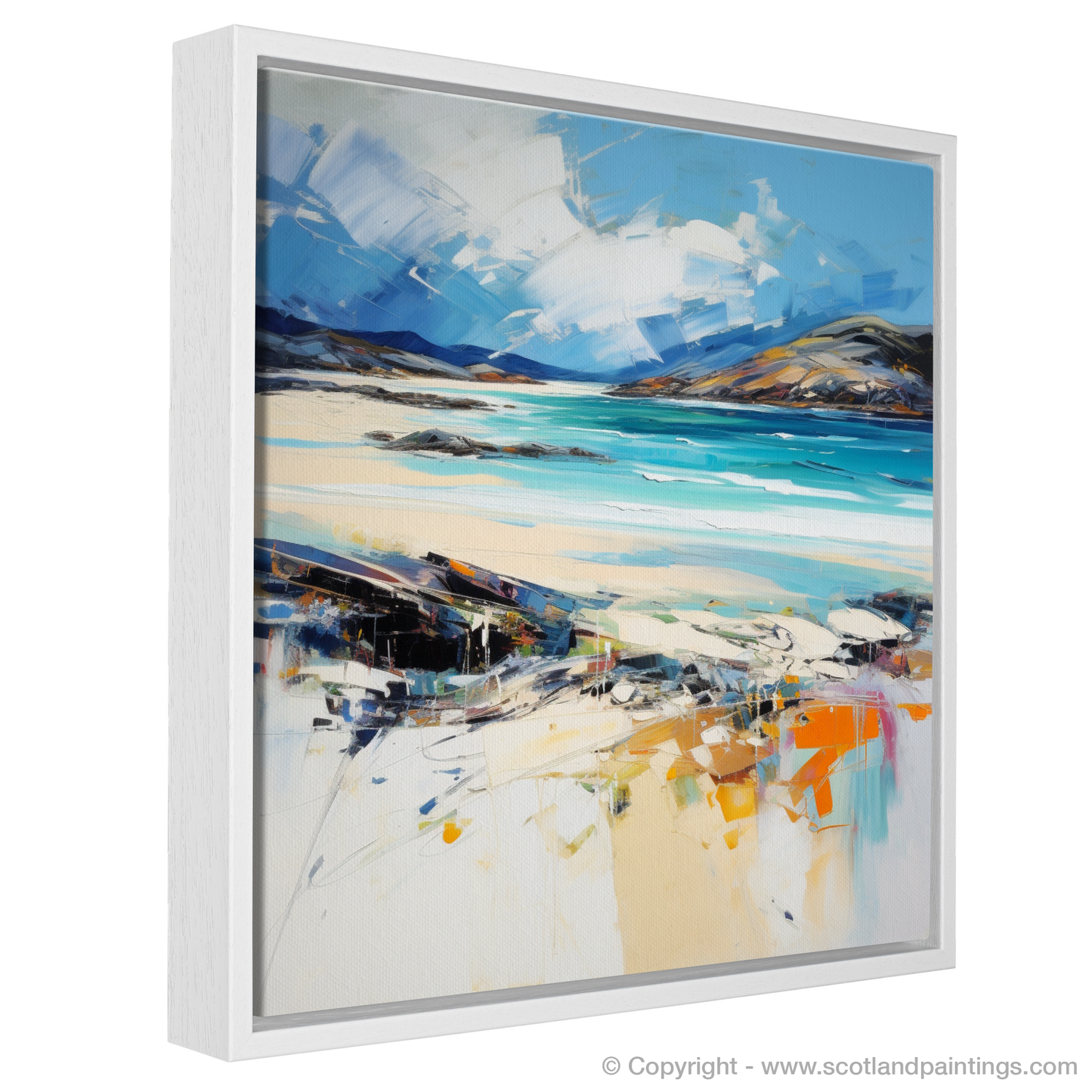 Painting and Art Print of Luskentyre Beach, Isle of Harris entitled "Luskentyre Beach Whispers: An Expressionist Ode to Scottish Shores".