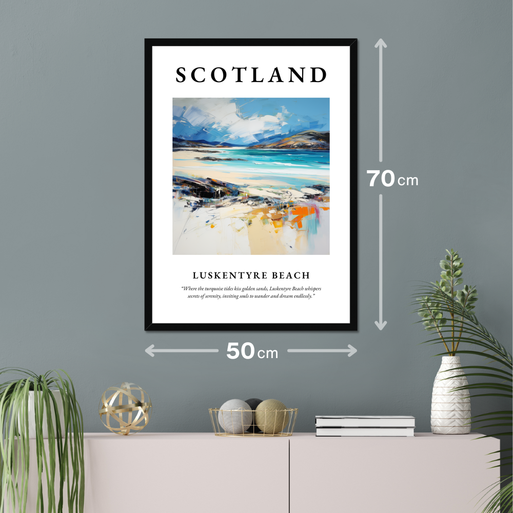 Poster of Luskentyre Beach hanging on a wall