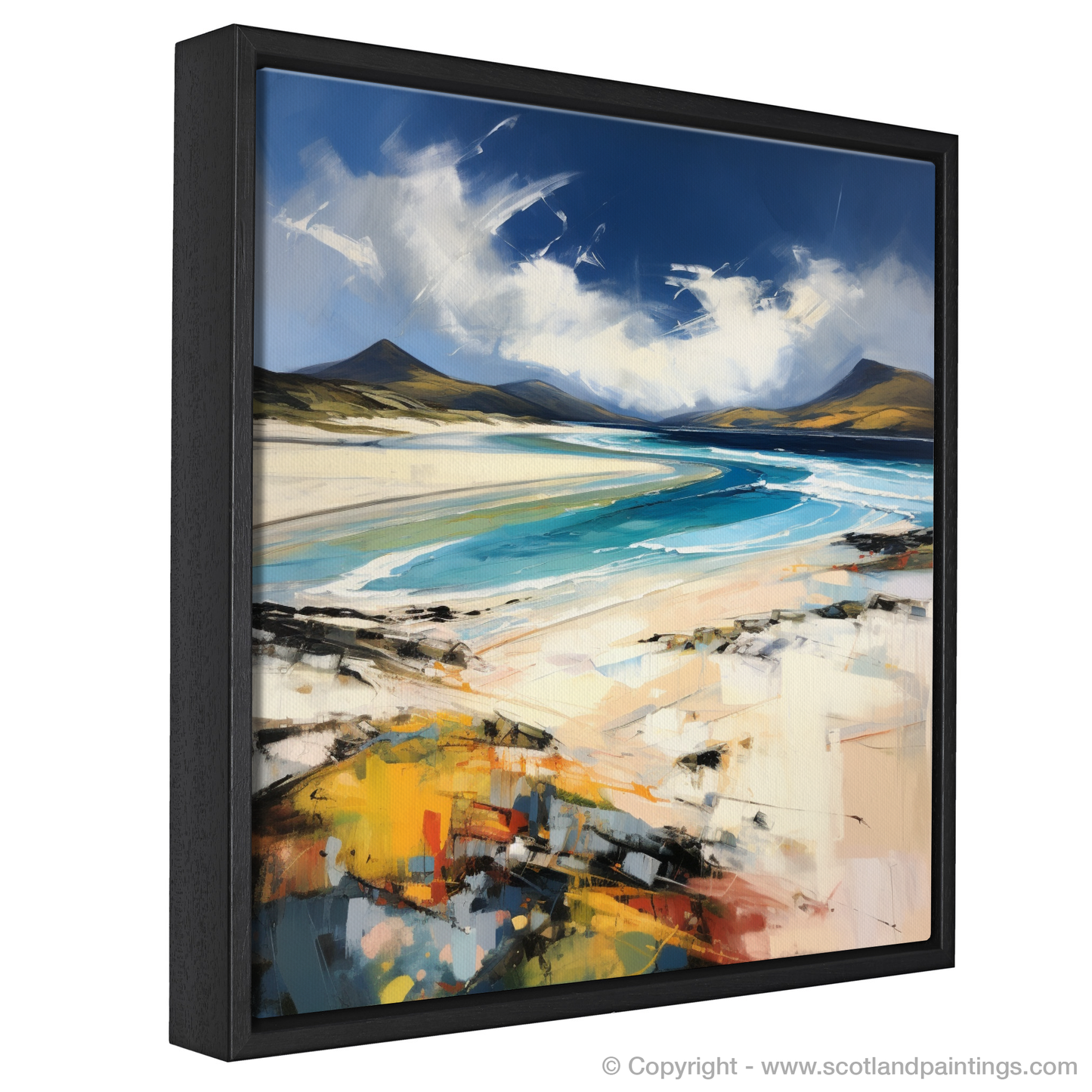 Painting and Art Print of Luskentyre Beach, Isle of Harris entitled "Luskentyre Beach Reverie: An Expressionistic Homage to Scotland's Wild Coast".